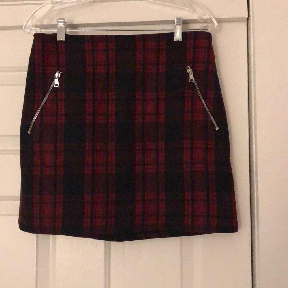 Gap red plaid wool mini skirt